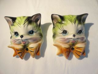 Very Cute Pair Vintage Kitten Wall - Pockets