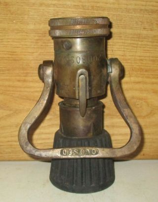 Vintage Solid Brass Fire Hose Adjustable Nozzle - - Elkhart Brass Mfg Co.