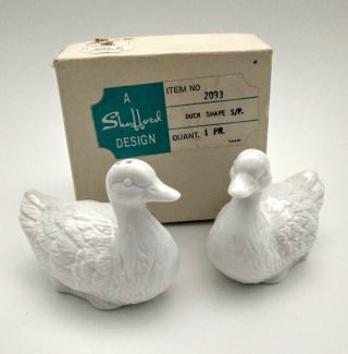 Vintage Shafford Set Of White Ducks Salt And Pepper Shakers