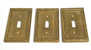3 Vintage Aab Co.  Brass Single Switch Plates Architectural Salvage