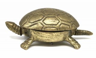 Vintage Antique Brass Wind Up Tortoise Turtle Hotel Desk Bell