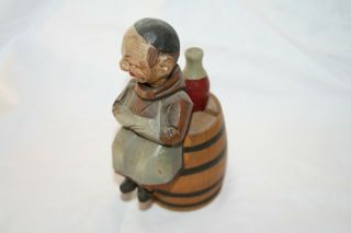Antique Wooden " :monk " Cork Screw And Bottle Opener