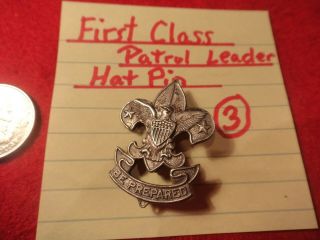 1917 Silver First Class Patrol Leader Hat Pin - 3 - No Hanging Knot