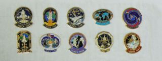 10 Nasa Space Shuttle Launch Team Pins Sts - 64,  66,  67 68 - 74 100th Mission Tdrs