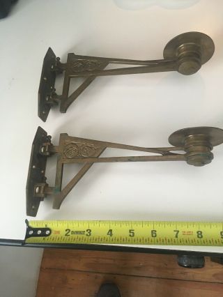2 Antique Brass Art Deco Wall Mount Candle Holders Sconce German ??