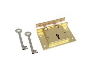 Half Mortise Lock Chest Trunk X - Large Box Lock Solid Brass Cabinet Lock 2 Keys