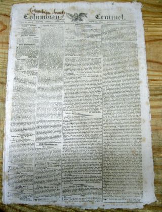 1809 newspaper wth pre WAR OF 1812 DESCRIPTION of US NAVY Ships USS CONSTITUTION 2