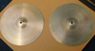 Vintage 70s Zildjian 14 Inch Beat Hi - Hat Cymbals -