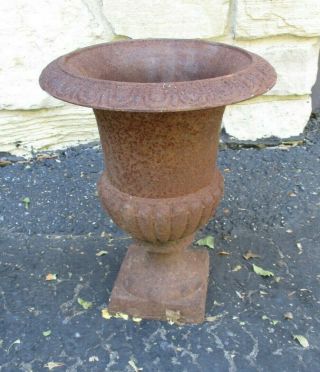 Rusty 12 " Vintage French Neoclassical Cast Iron Medici Urn Vase Garden Planter