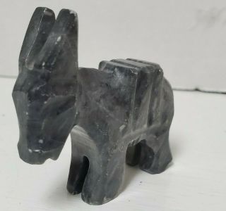 Vintage Small Carved Donkey Burro Figurine Gray Stone Marble Sculpture 2 "