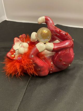 Whimsiclay 2004 Amy Lacombe Red Luster Cat Figure Kameron 86147 Glamour Puss