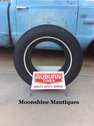 Nos - Vintage Auburn Tires Display Stand Rack Sign - Gas & Oil