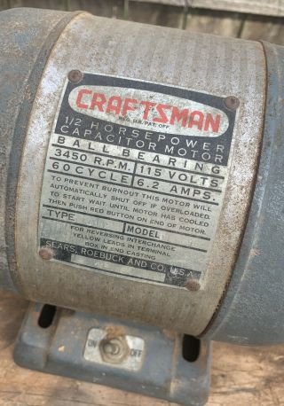 Vintage Craftsman 1/2 HP Dual Shaft Capacitor Motor 115.  6963 Table Saw Jointer 2