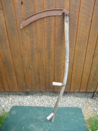 Vintage Antique 56 " Long Scythe Hay Grain Sickle Farm Tool Blade Is 20 " Long