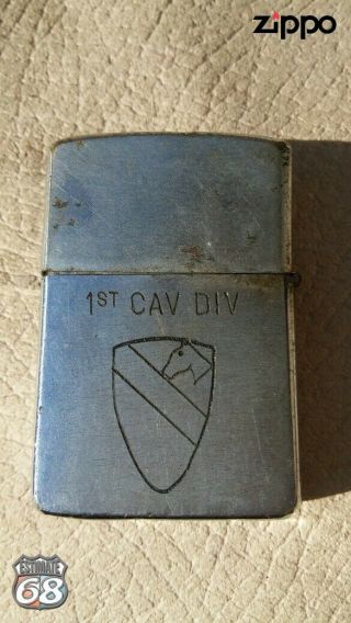 Vintage Zippo Petrol Lighter Vietnam War Pleiku 64 - 65 1st Cav Div