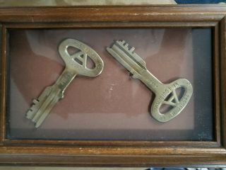 2 Old Orig.  Large Antique Metal Skeleton Keys Jail - Prison Keys 1890 