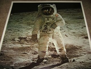 1969 Vintage Apollo 11 Man on the Moon Poster w/Neil Armstrong Buzz Aldrin RARE 2