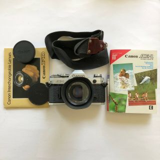 Canon Ae - 1 Slr Camera W/ Fd 50mm 1:1.  8 Lens Japan Vintage Collectible,  More