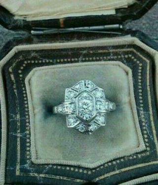 Art Deco Antique Ring Vintage Engagement Wedding Ring 2 Ct Diamond 14k Gold Over