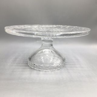 Vintage Waterford Crystal Footed Pedestal Cake Stand Plate 9 ¾” X 4 ½” Signed
