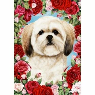 Roses House Flag - Lhasa Apso 19040