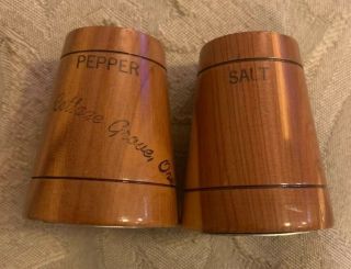 Vintage Cottage Grove Oregon Wooden Salt And Pepper Shakers