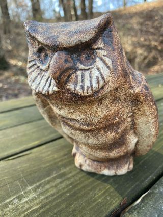 Handpainted Stoneware Owl Statue Home Or Garden Decor 2