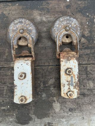 Vintage Pair Rustic Safety Door Hangers Ashland Ohio Barn Door Rollers
