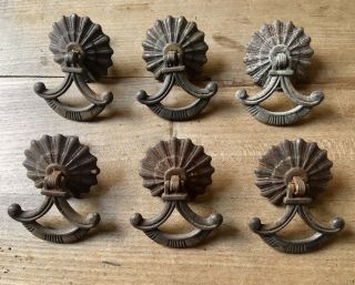 Victorian Set Drawer Pull Handles Antique Cast Iron Reclaimed Vintage