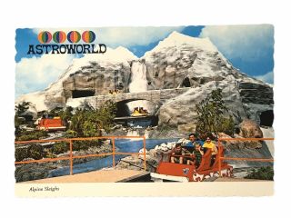 Vintage Astroworld Amusement Park Postcard Alpine Sleighs Astrocard Texas