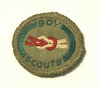 Red White Boy Scout Knotter Proficiency Award Badge Brown Back Troop Small