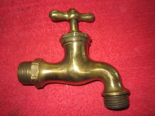 Vintage Antique 4 1/2 " By 4 1/2 " Solid Brass Garden / Basin / Sink Water Faucet