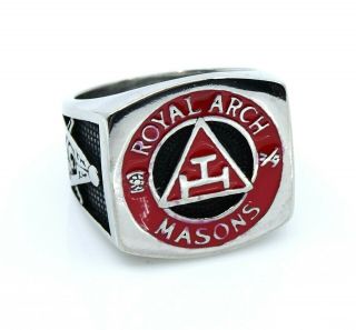 Royal Arch Masons Mens Ring Size 8.  5 Masonic York Rite Freemason Stainless Steel