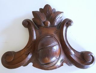 Coat Of Arms Architectural Pediment Antique French Carved Wood Mount Cornice