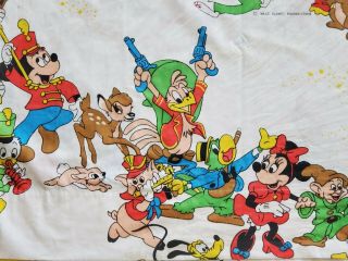 Vintage Mickey Mouse Club Flat Top Sheet Walt Disney Productions Wamsutta 1970 
