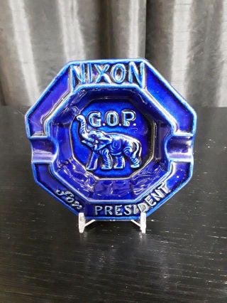 Vintage Richard Nixon For President Ash Tray Gop Elephant