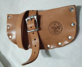 Vintage Bsa Boy Scout America Belt Axe Hatchet Leather Sheath Case Rare