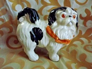 Vintage Pekingese Dog Porcelain Figurine Made In Japan Approx 4.  3 " Tall Htf
