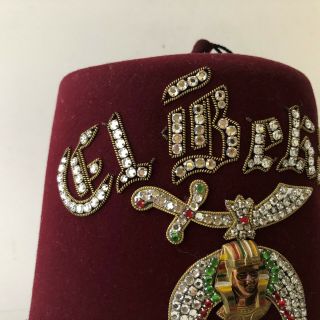 Shriner Masonic Ceremony Fez Hat tassel jeweled El Bekal Pres Victoria SC 2001 2