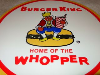 Vintage Burger King Home Of The Whopper 12 " Metal Fast Food,  Gasoline & Oil Sign