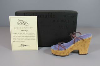 1999 Just The Right Shoe By Raine " Cork Wedge " Shoe Figure 25093