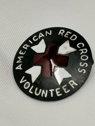 Vintage American Red Cross Arc Pin Volunteer Sterling Gray / Black