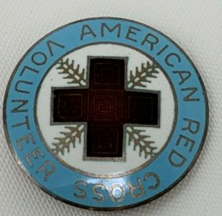 Vintage American Red Cross Arc Pin Volunteer Sterling Light Blue