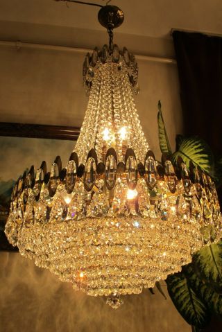 Antique Vnt.  Rare Austria Real Swarovski Crystal Chandelier Light Lamp 1940 