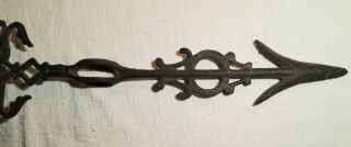 ANTIQUE ARROW SHAPED CAST IRON WEATHERVANE RECTANGLE PORTION FOR GLASS INSERT ON 3