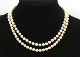 Art Deco Double Strand Pearl Necklace 14k White Gold Filigree Clasp Antique