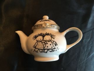 Vintage Ceramic Hinged “sisters” Teapot Trinket Box Stash Box Baum Bros Marci