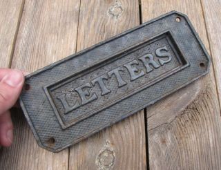 Antique Cast Iron Letter Box Plate / Door Mail Slot / Mailbox - Spring