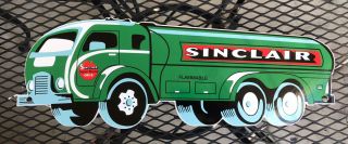 Vintage Sinclair Flame Oils Porcelain Gas Station Pump Sign Truck Die Cut,