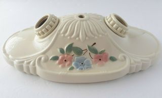 Vintage Porcelier Porcelain Ceramic Double Socket Ceiling Floral Light Fixture